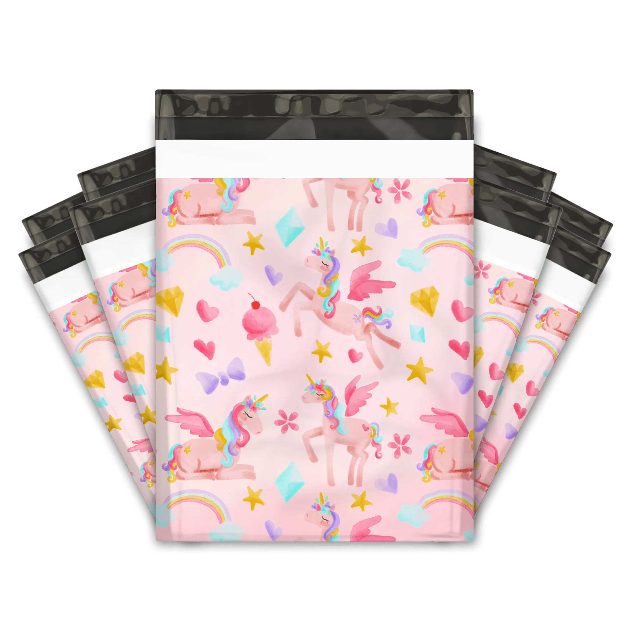 10x13 Rainbow Unicorn Designer Poly Mailers Shipping Envelopes Premium Printed Bags