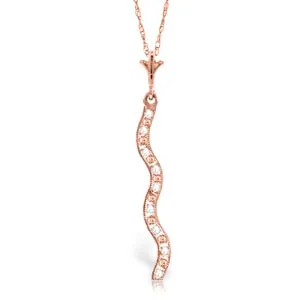 14K Solid Rose Gold Bar Natural Diamond Necklace