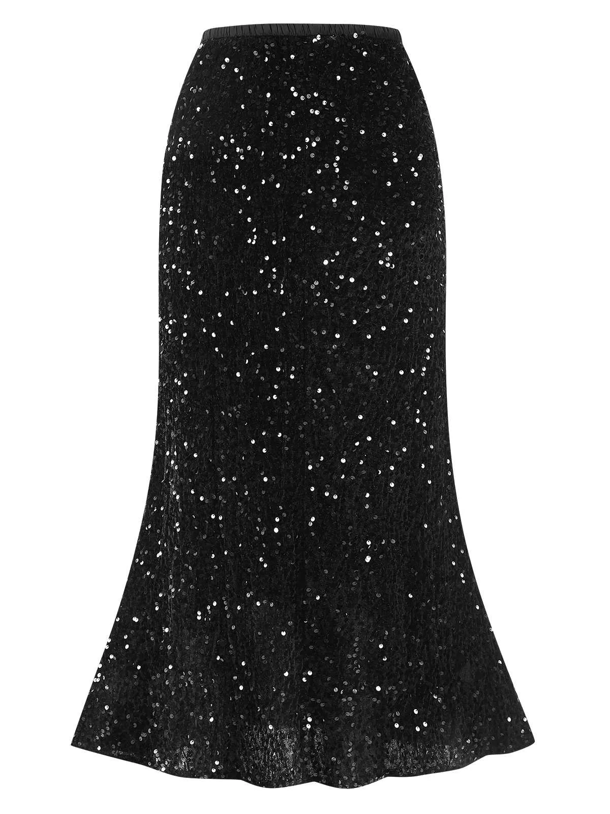 1930s Velvet Sequined Mermaid Skirt