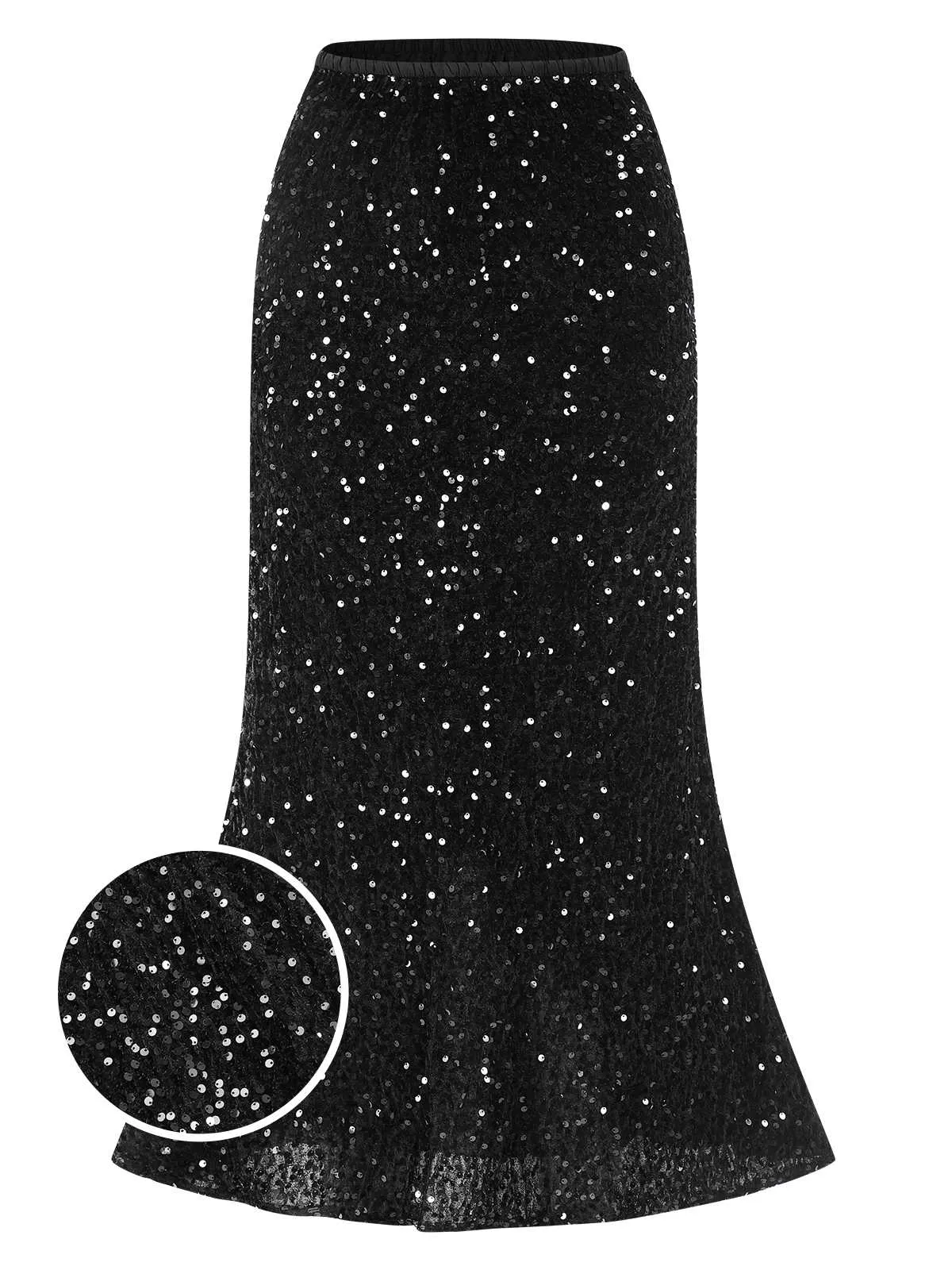 1930s Velvet Sequined Mermaid Skirt