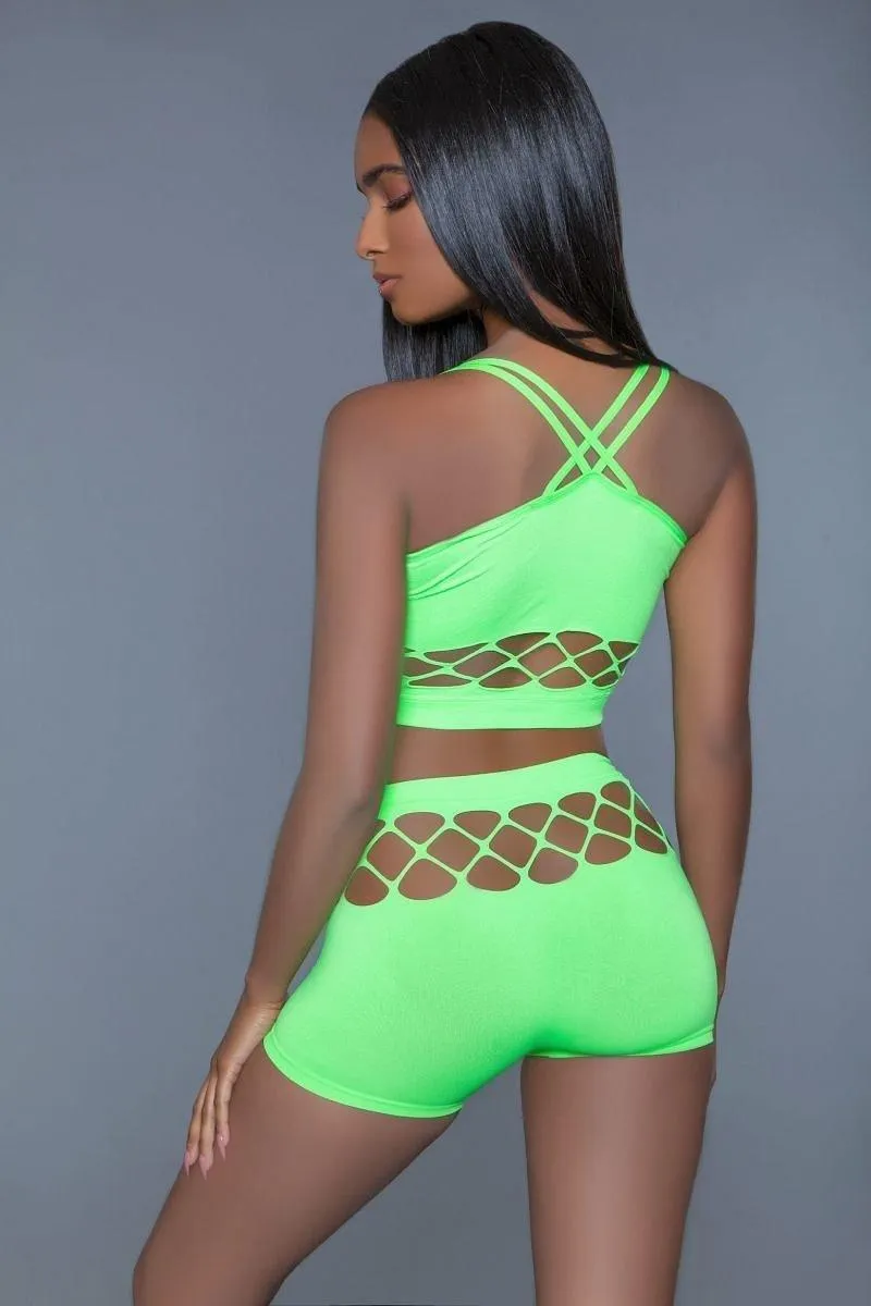 2 pc silk fishnet set