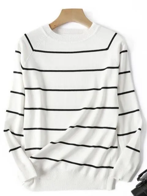 2022 Autumn Winter Long Sleeve Striped Pullover Women Sweater Knitted Sweaters