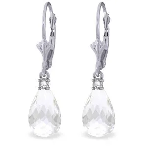 4.6 Carat 14K Solid White Gold Leverback Earrings Diamond White Topaz