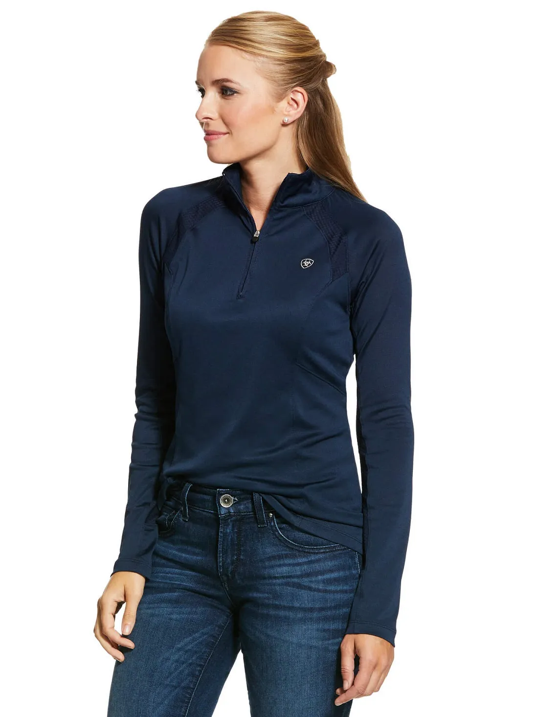 50% OFF - ARIAT Sunstopper 2.0 1/4 Zip Baselayer - Womens - Navy - Size: MEDIUM