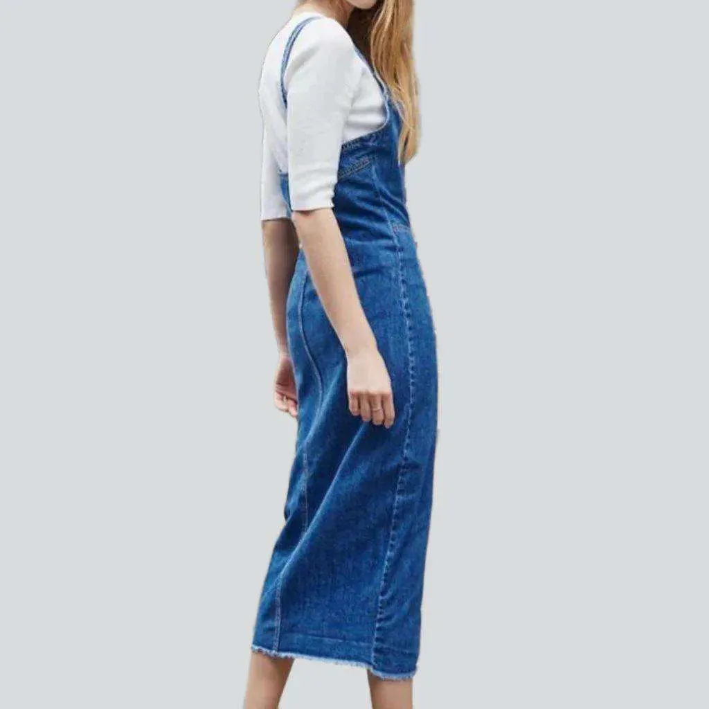 90s style slit denim dress