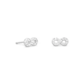 .925Sterling Silver Cubic Zirconia Infinity Stud Earrings