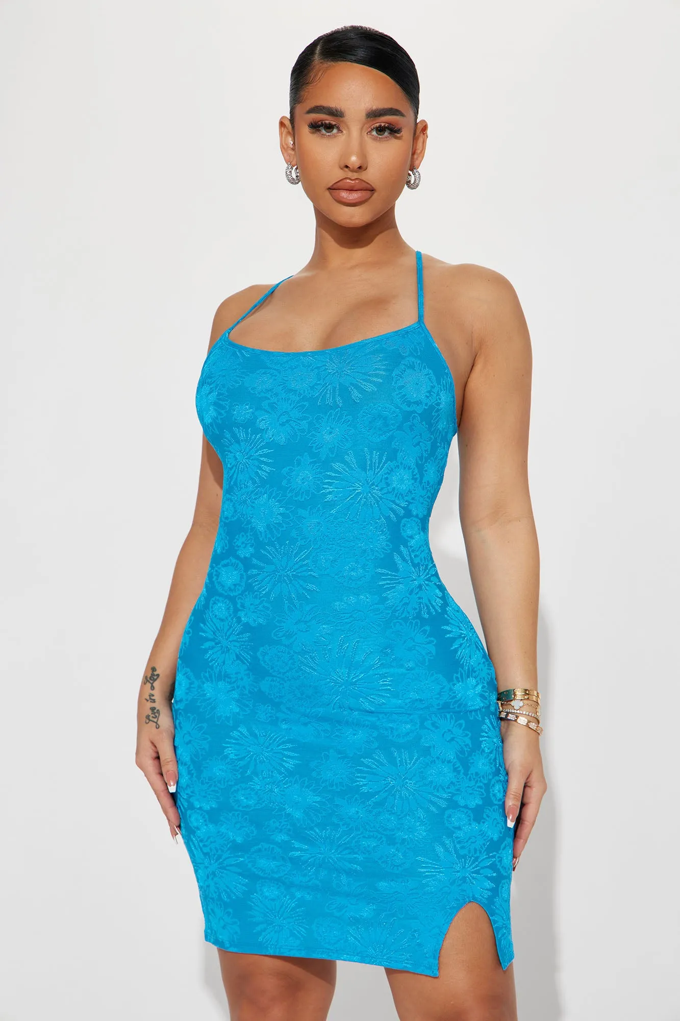 Above Angel Knit Mini Dress - Turquoise