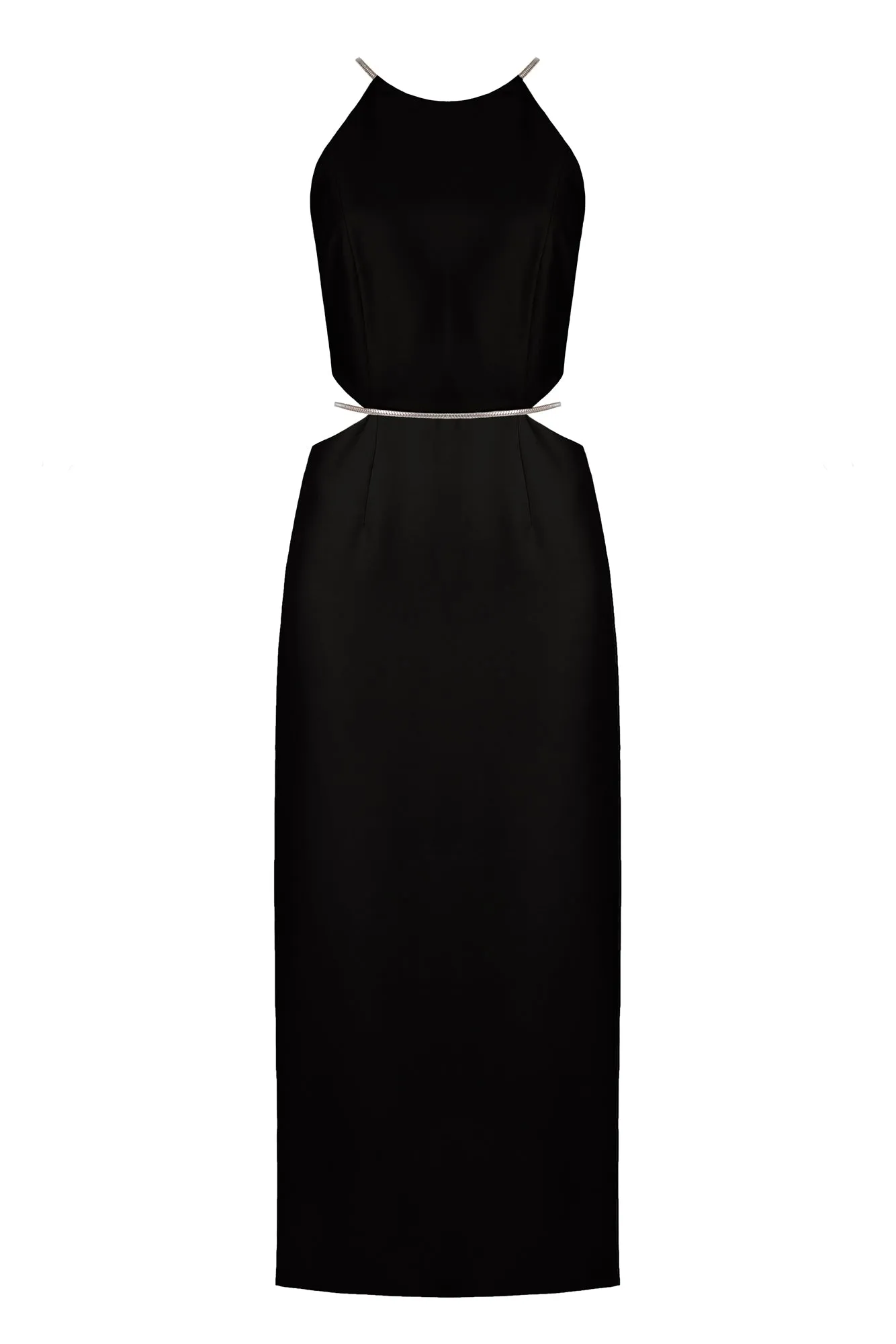 AGNES black midi dress with side cut outs