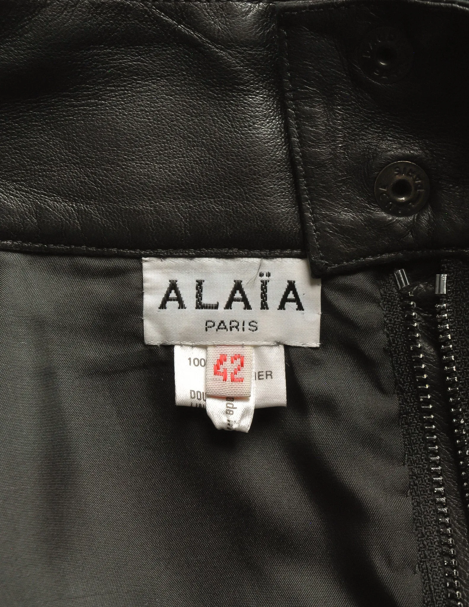 Alaïa Vintage Black Leather Pencil Skirt