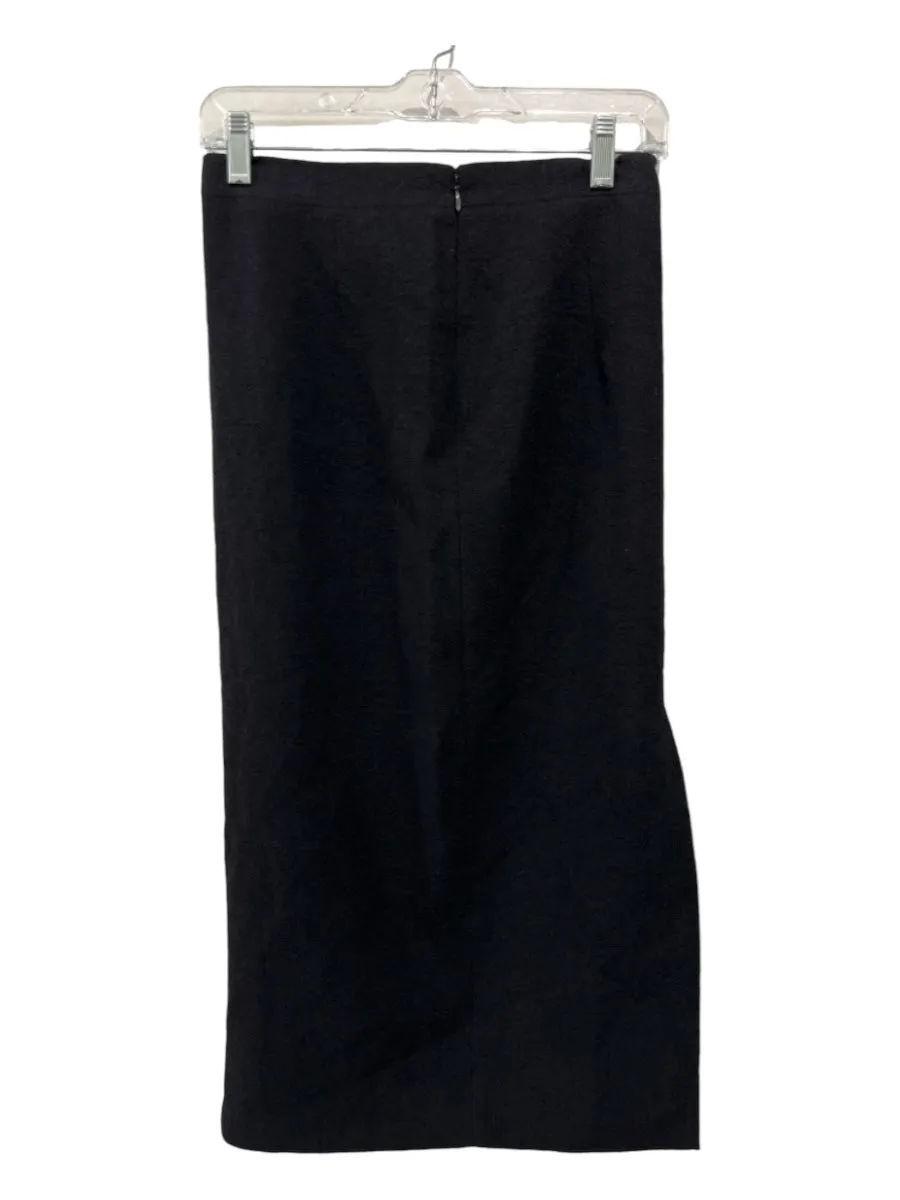 Alessandra Rich Size 40 Black Virgin Wool Blend Textured Pencil Back Slit Skirt