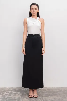 Azure Straight Back Slit Polycotton Ankle Length Skirt