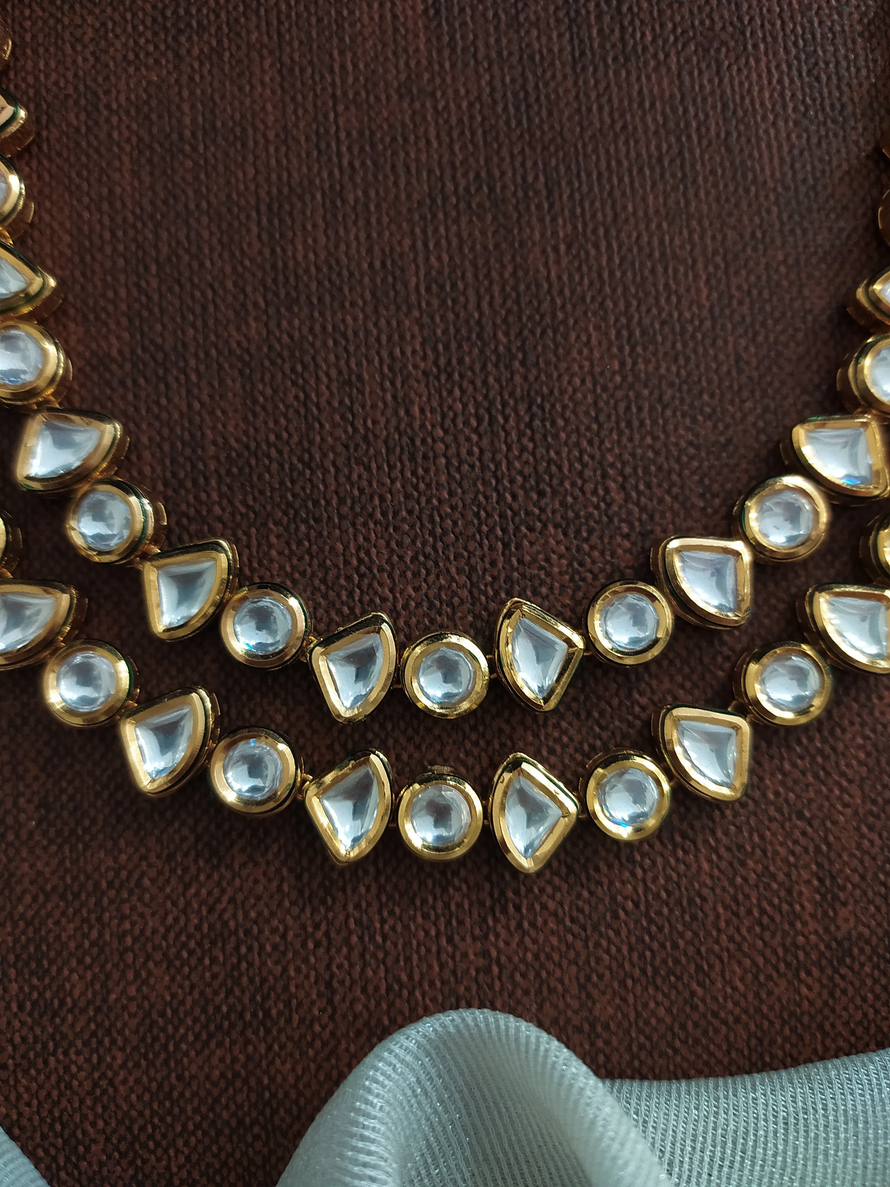 Beautiful Double Layer Polki Kundan Necklace Set