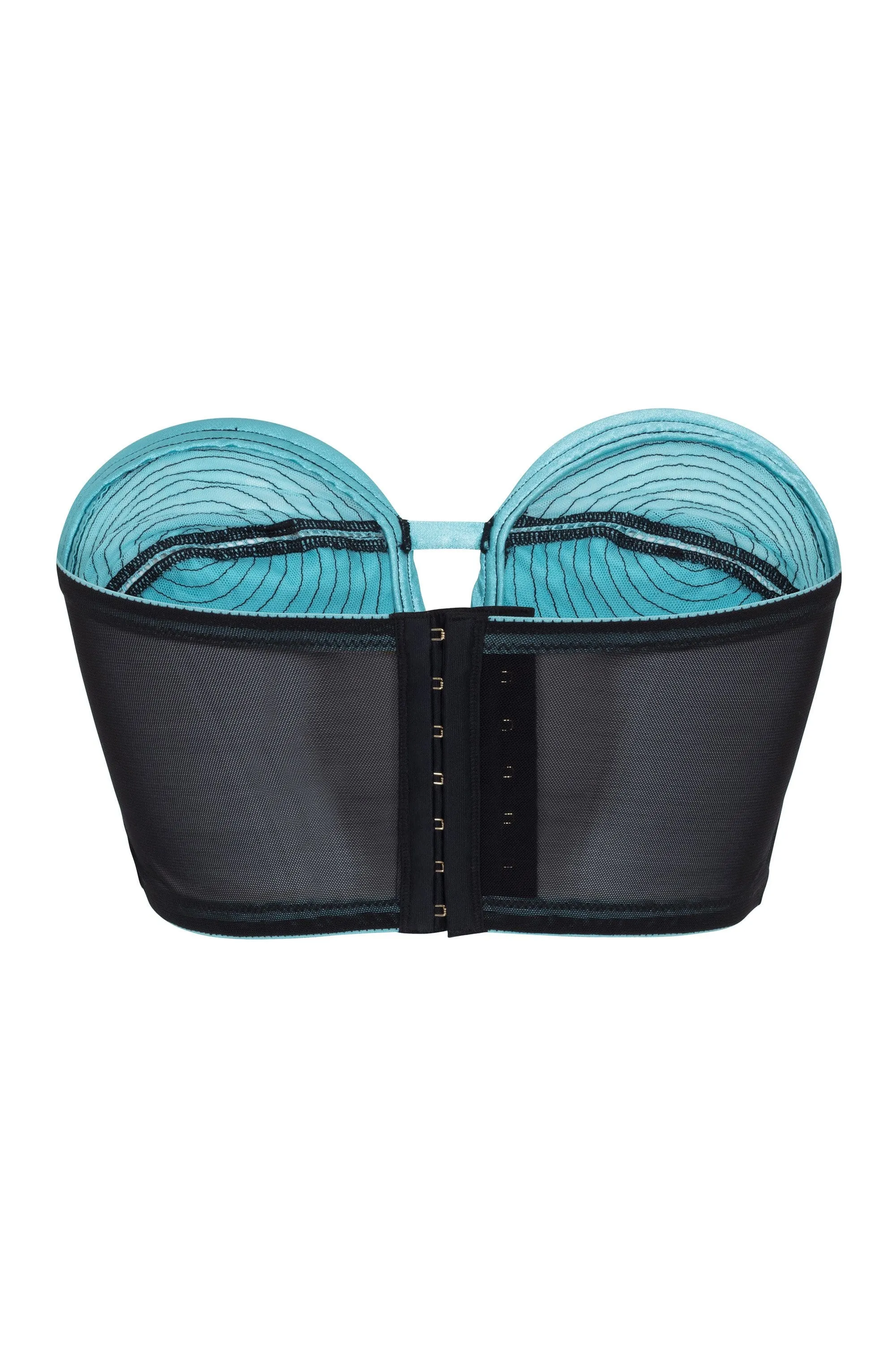 Bettie Page Longline Teal/Black Overwire Bra