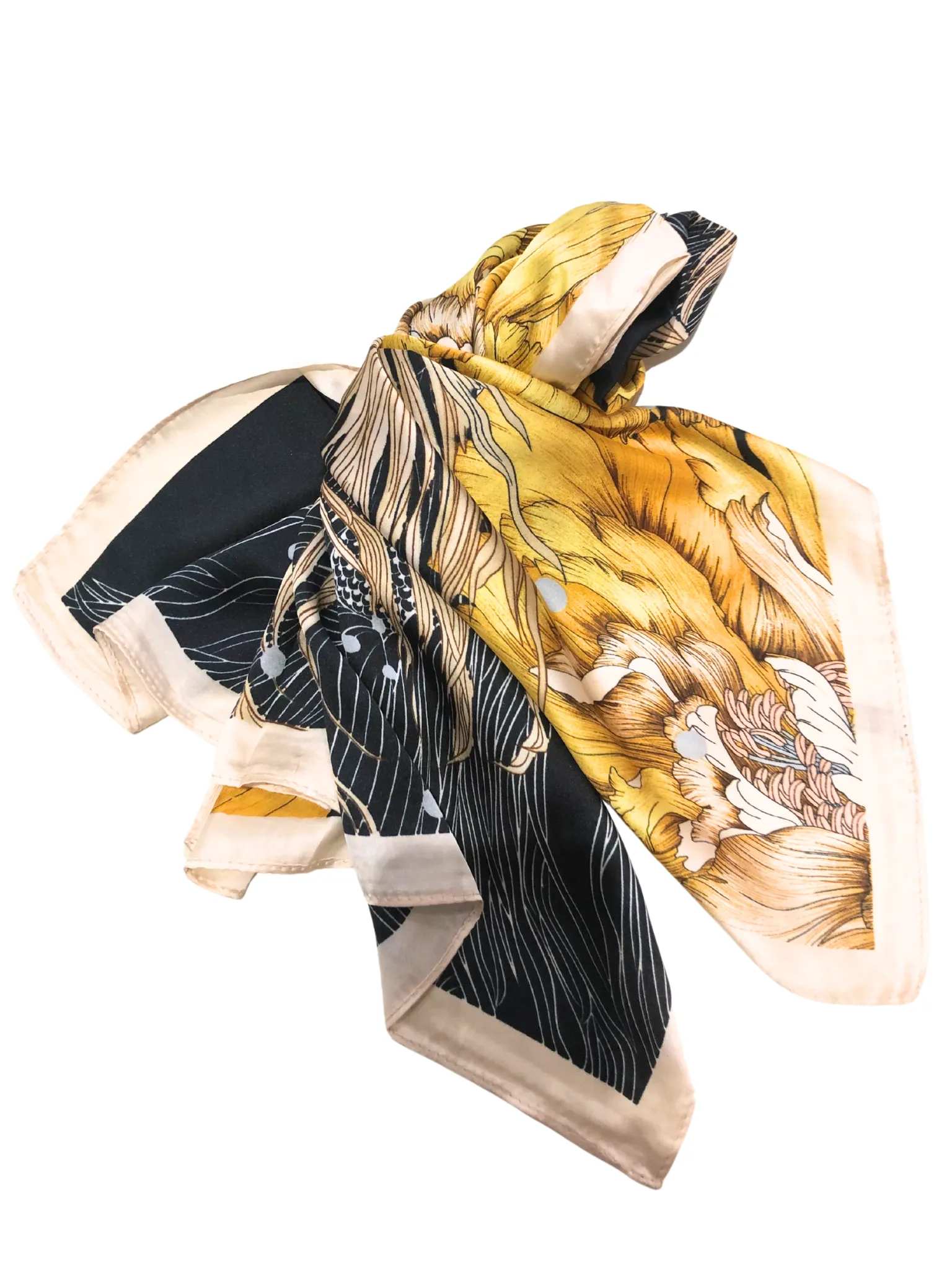 Black And Gold Satin Scarf