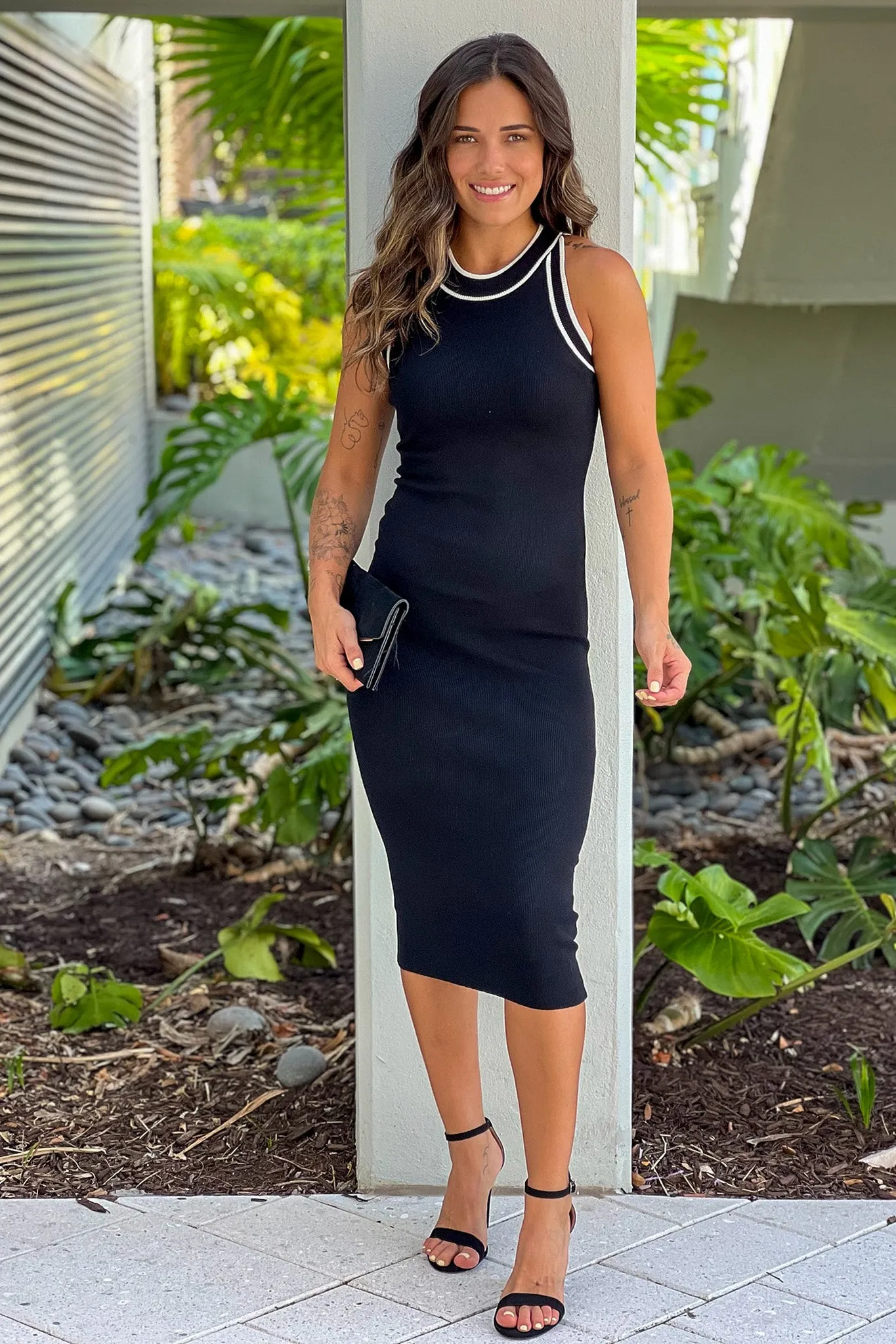 Black Knit Halter Dress