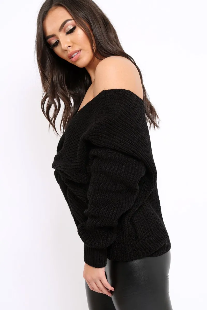 Black Knot Back Knit Jumper - Kerri