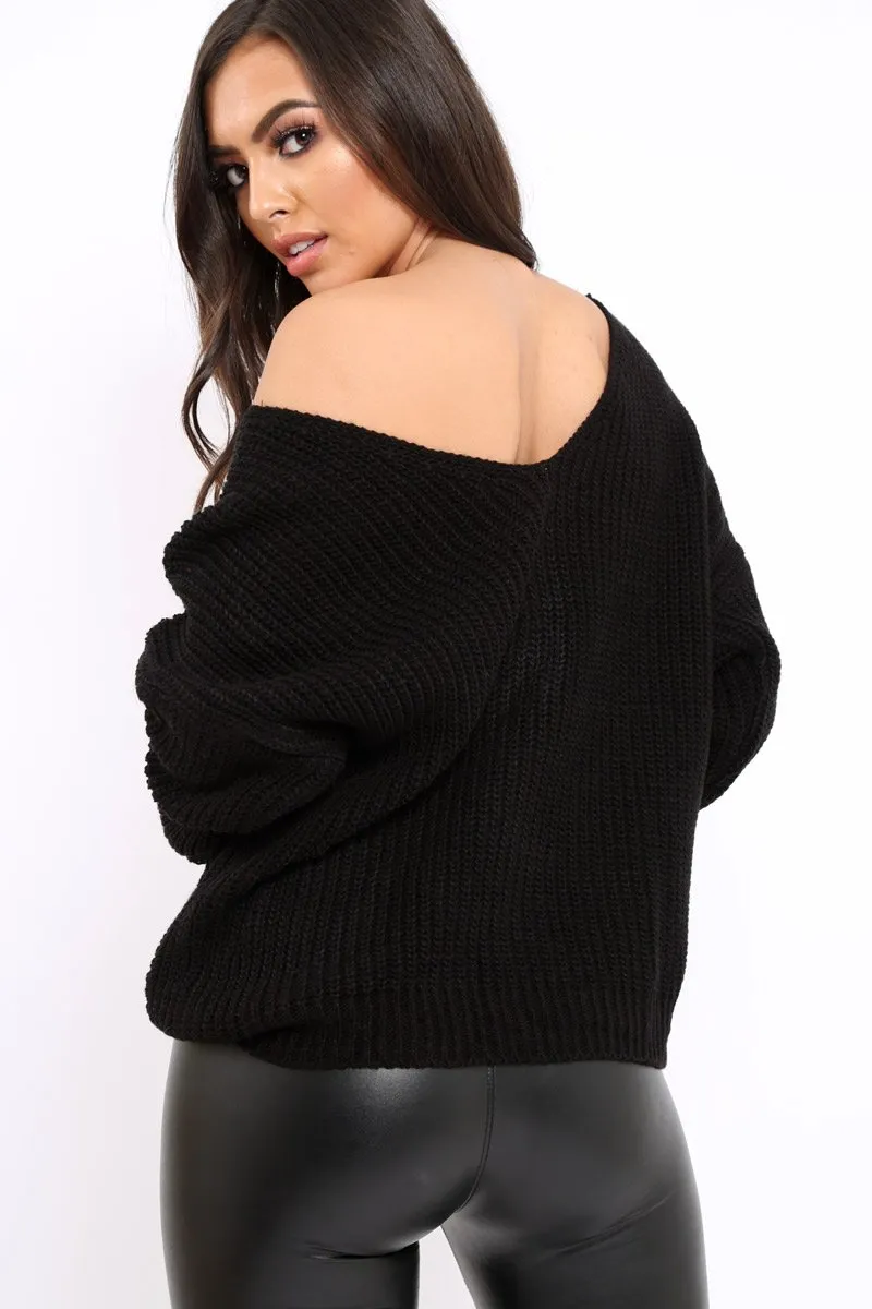 Black Knot Back Knit Jumper - Kerri