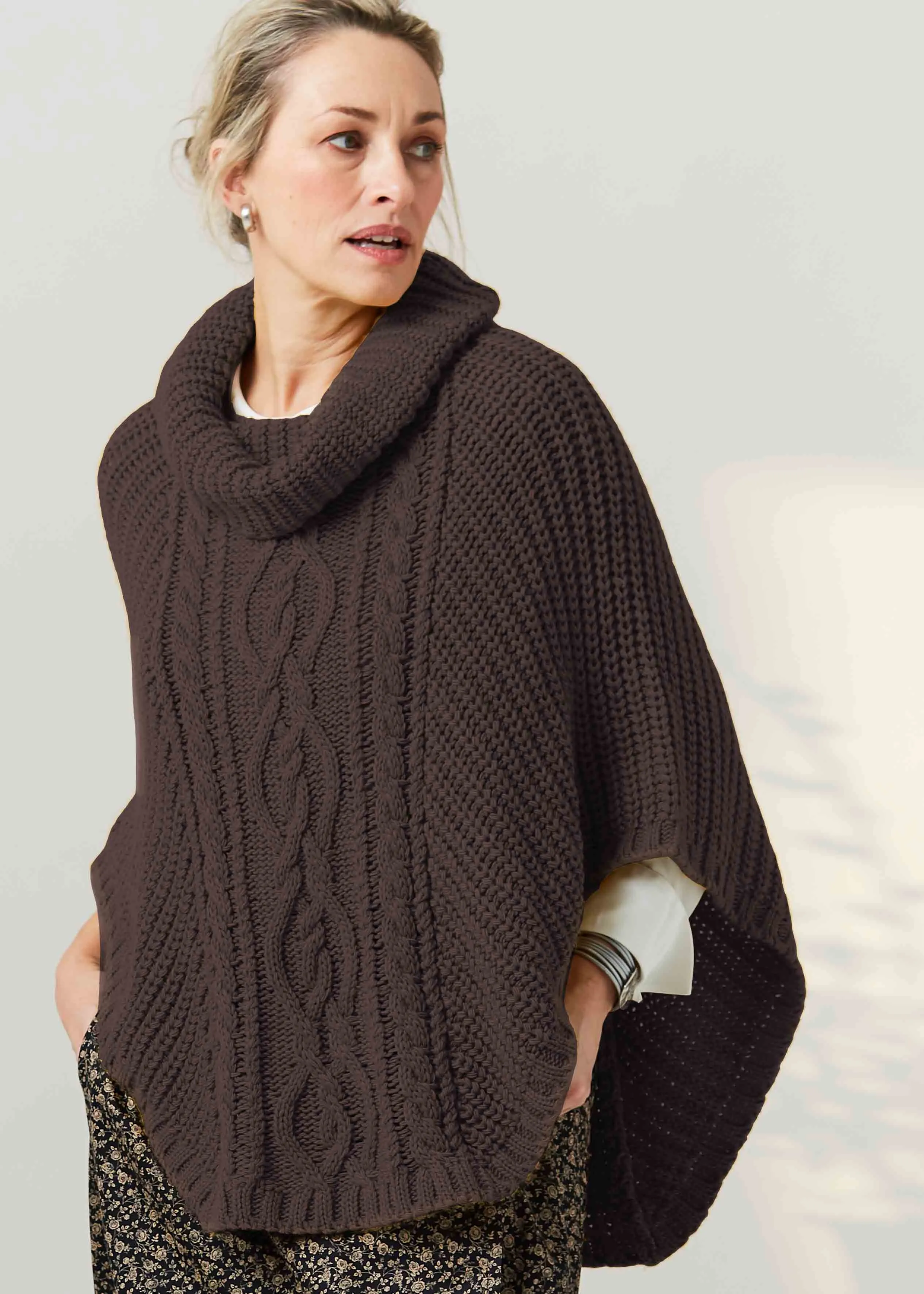 Blanche cable knit poncho