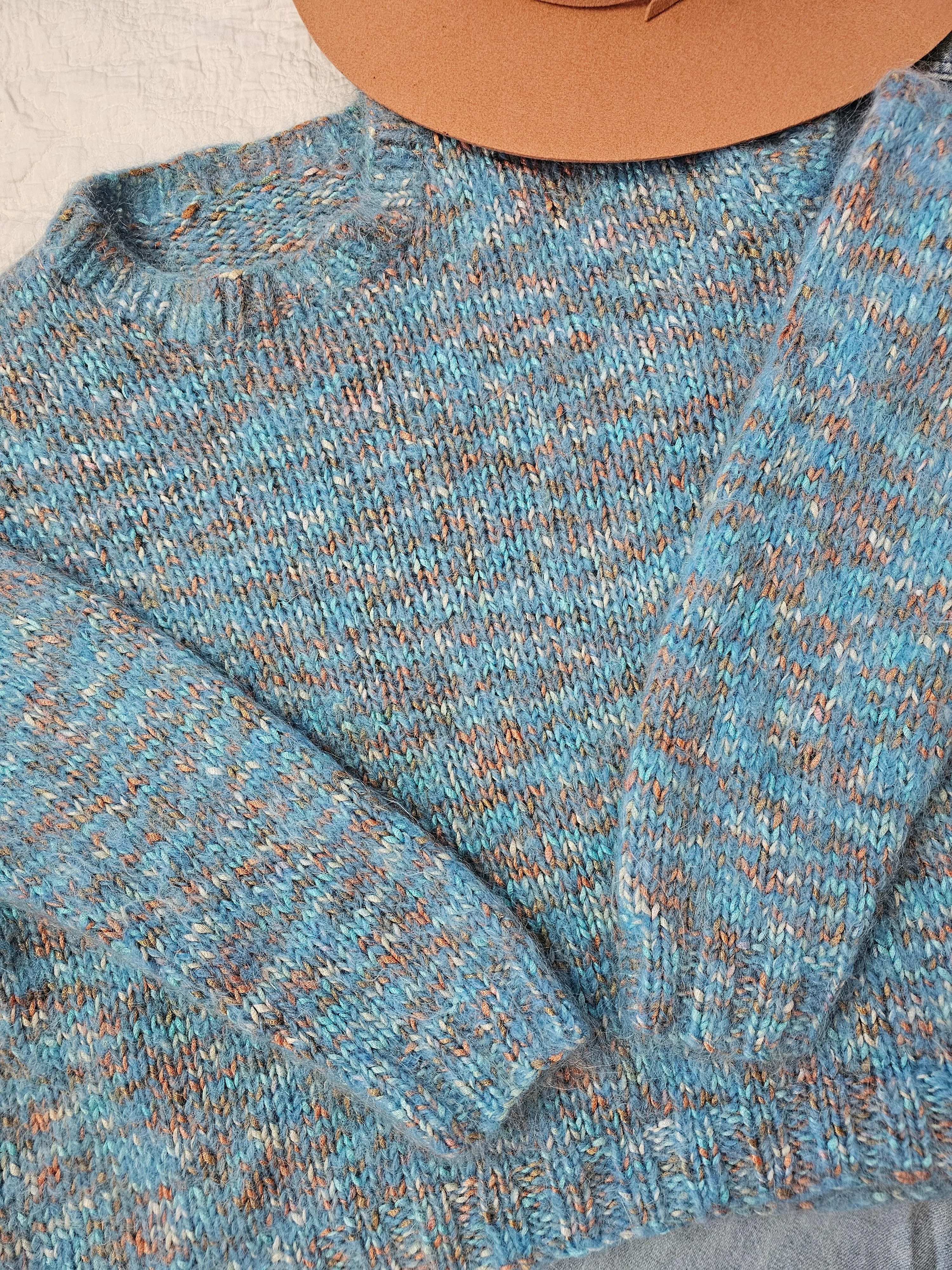 Blue Blend wool hand knitted jumper S/M