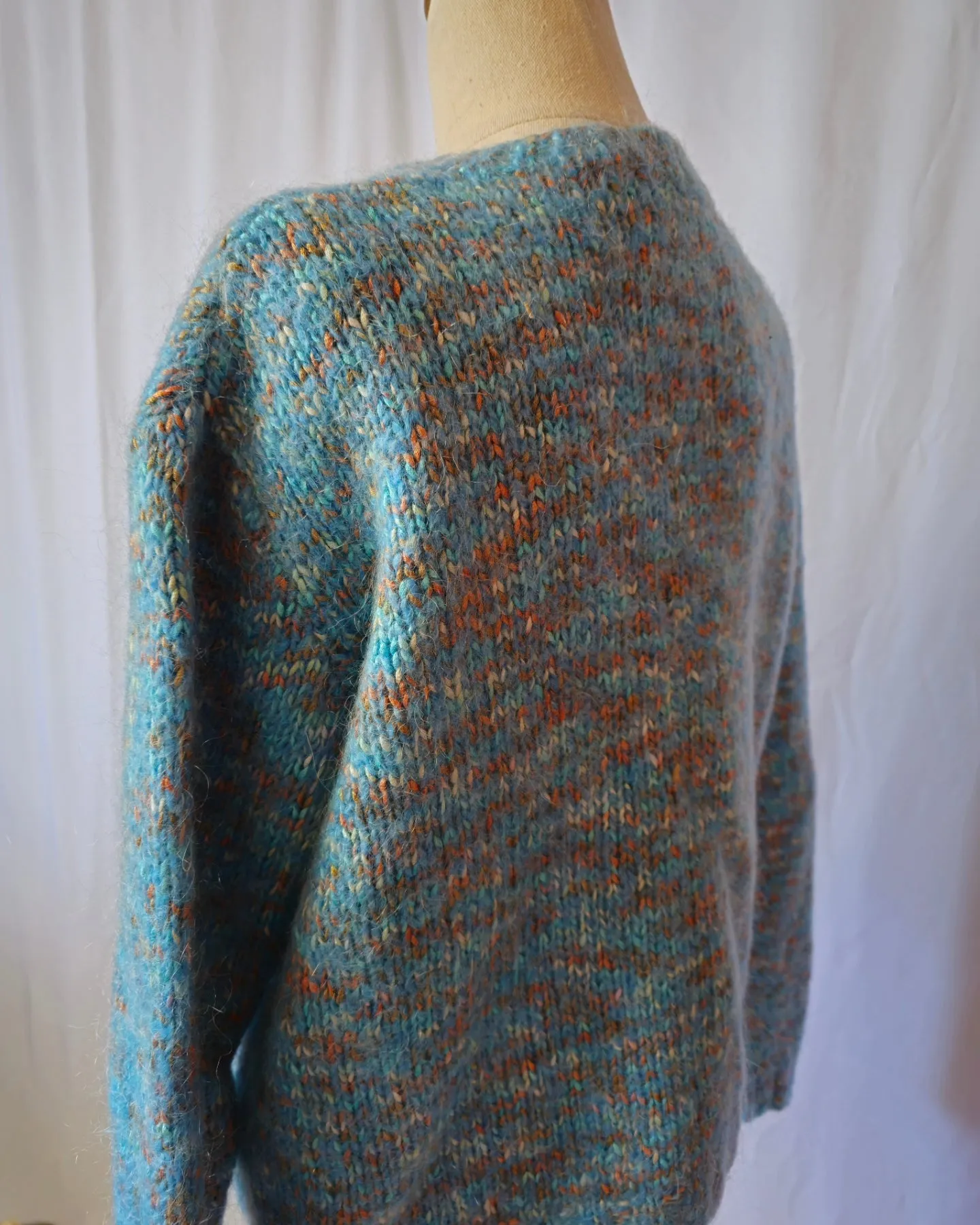 Blue Blend wool hand knitted jumper S/M