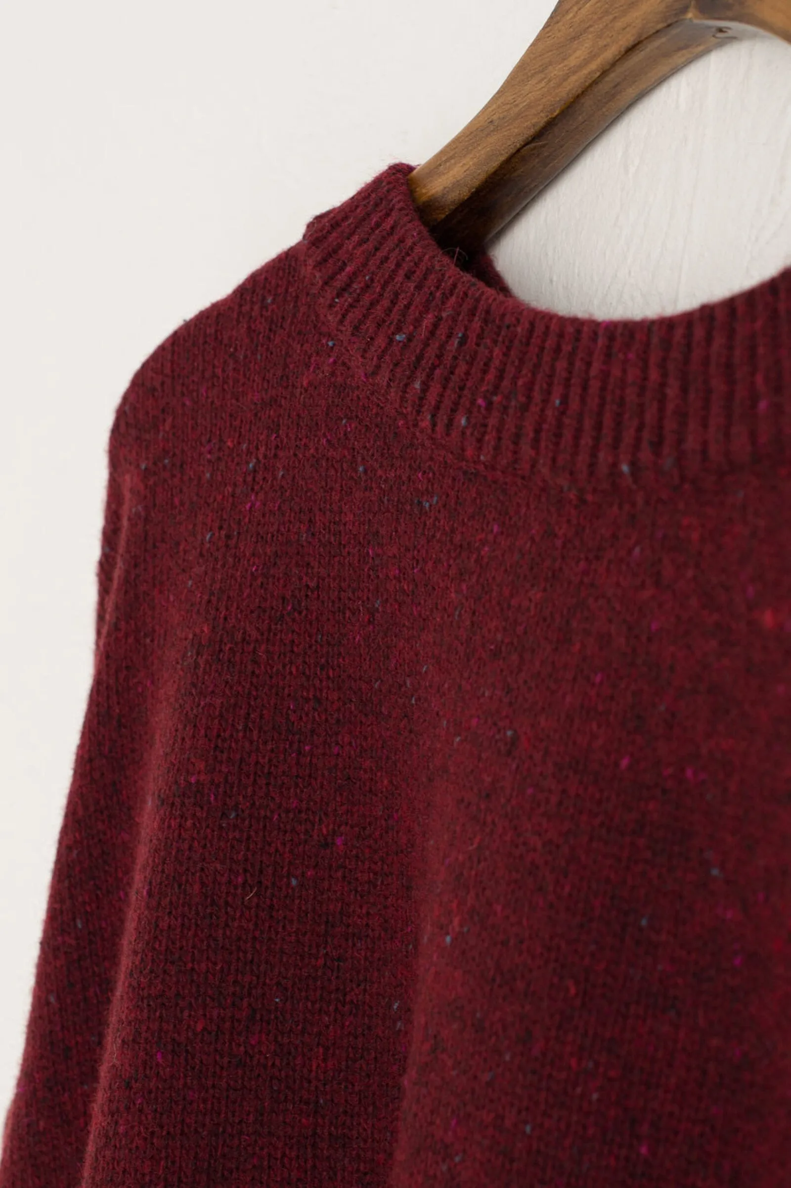 Boucle Round Neck Jumper, Wine