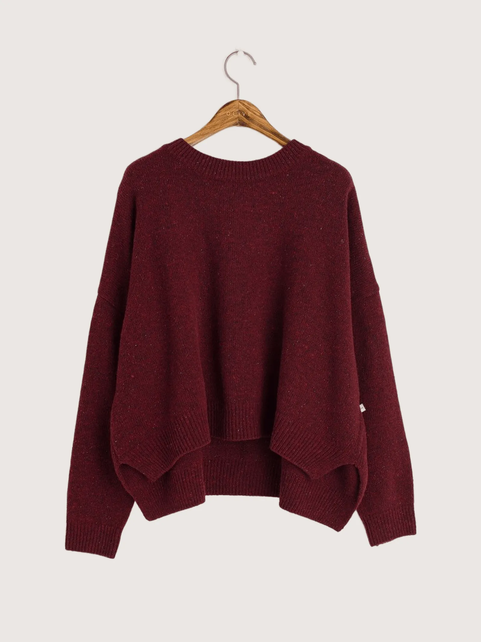 Boucle Round Neck Jumper, Wine