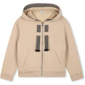 Boys Beige Curb Logo Zip Up Hoodie