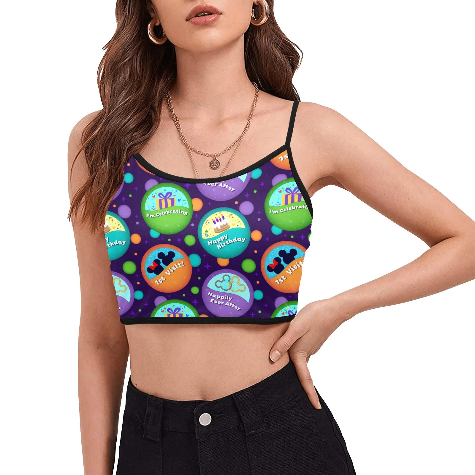 Button Collector Women's Spaghetti Strap Crop Top