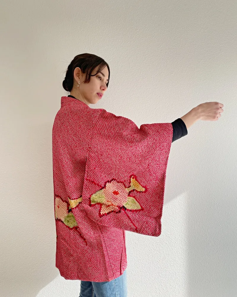 Camellia Shibori Haori Kimono Jacket