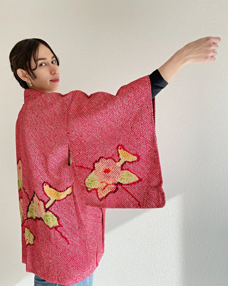 Camellia Shibori Haori Kimono Jacket