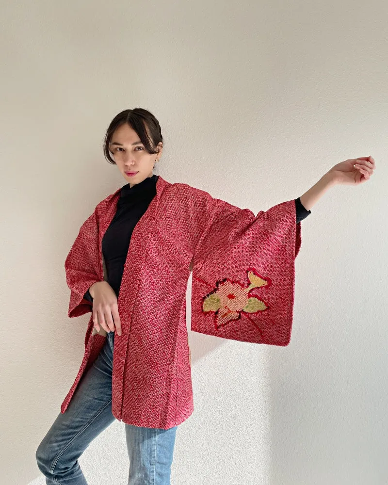 Camellia Shibori Haori Kimono Jacket