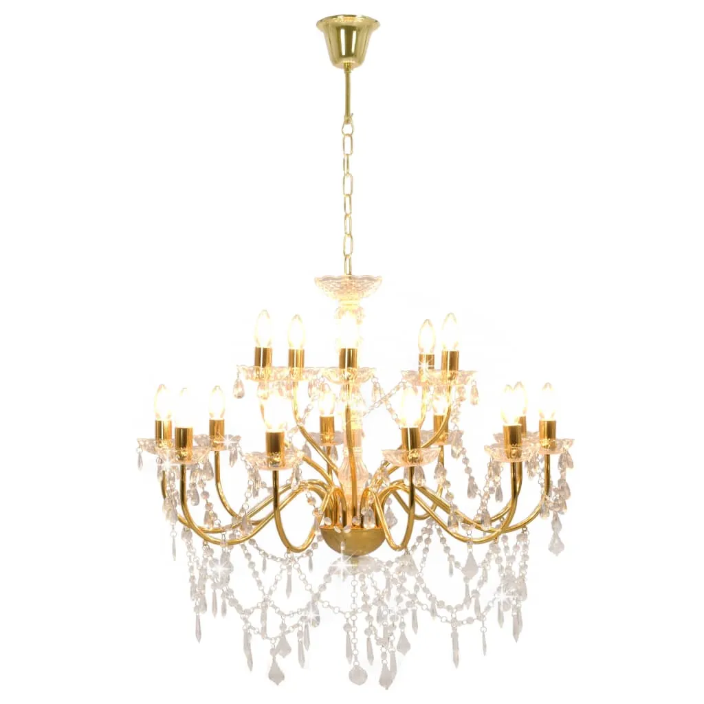 Chandelier 2-layer Golden 15 x E14 Bulbs