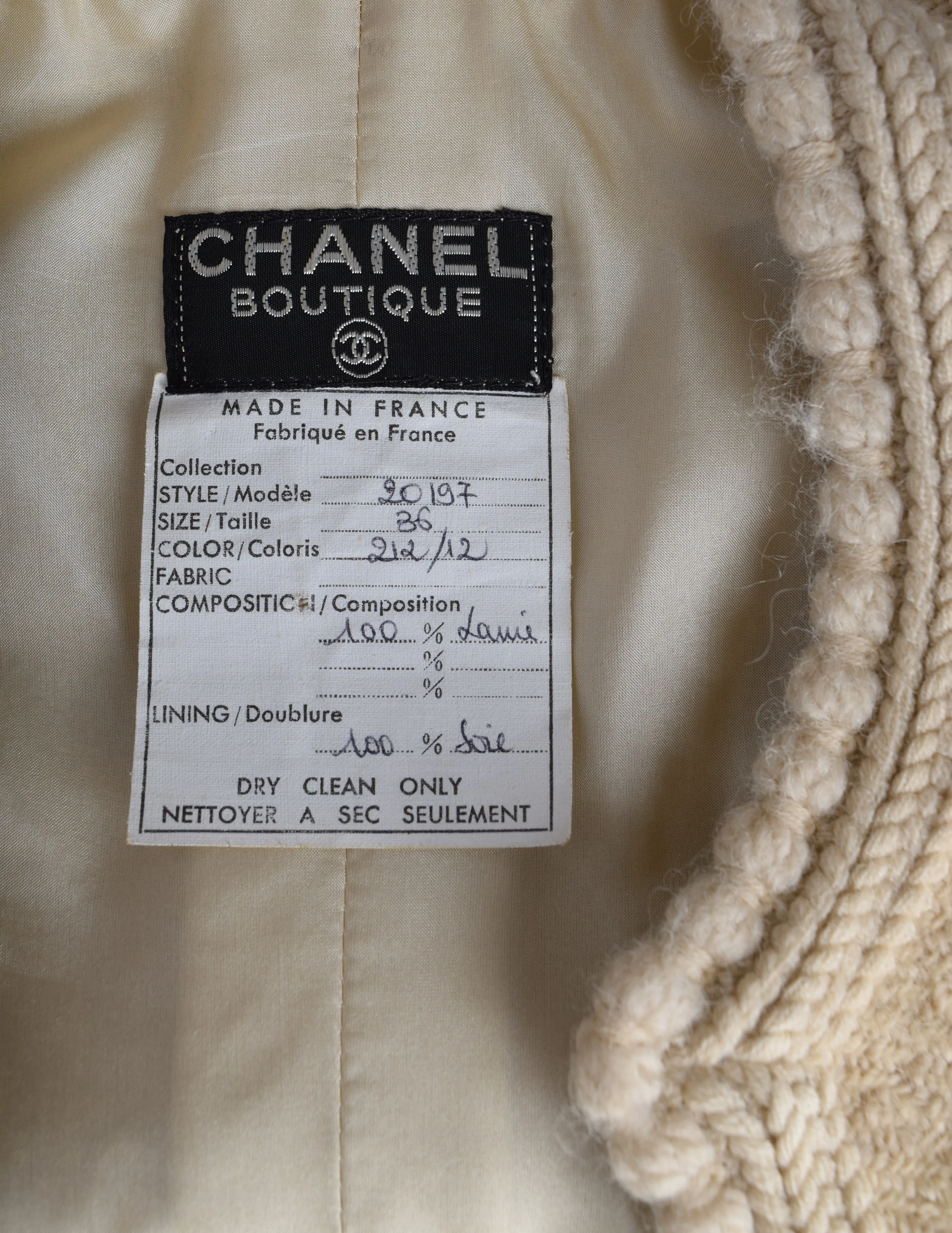 Chanel Vintage 1980s Almond Wool Tweed Boucle Jacket and Skirt Suit