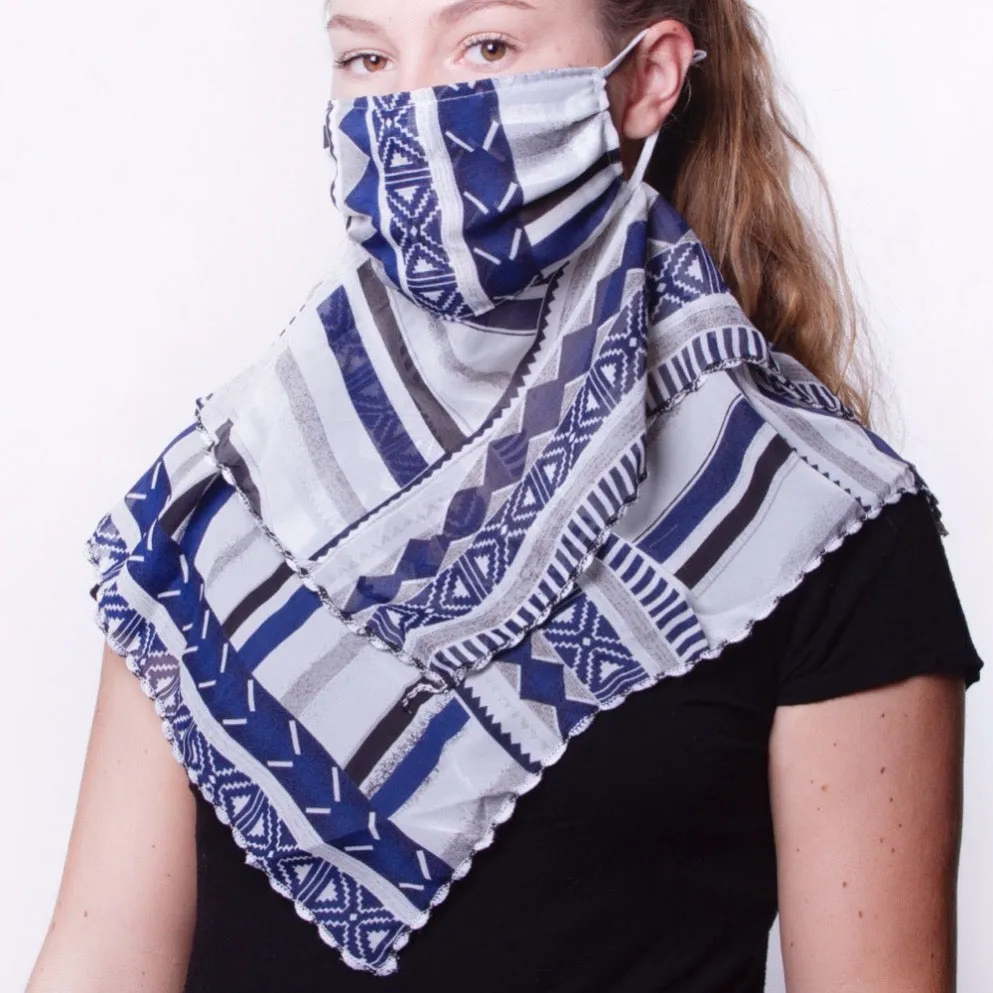 Chiffon Scarf Face Mask White/Black/Navy - FINAL SALE