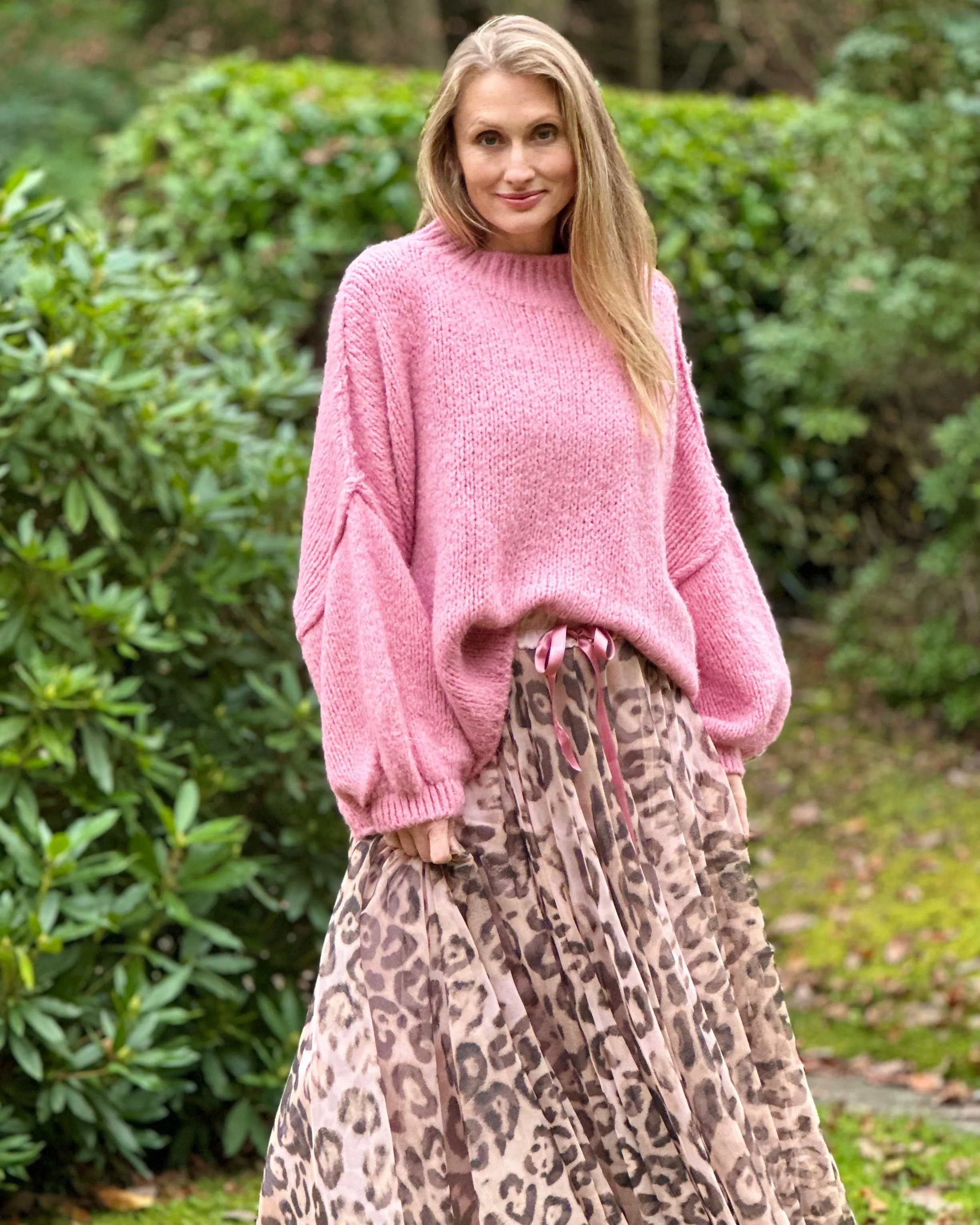 Chunky Knit Balloon Sleeve Jumper - Bubblegum Pink