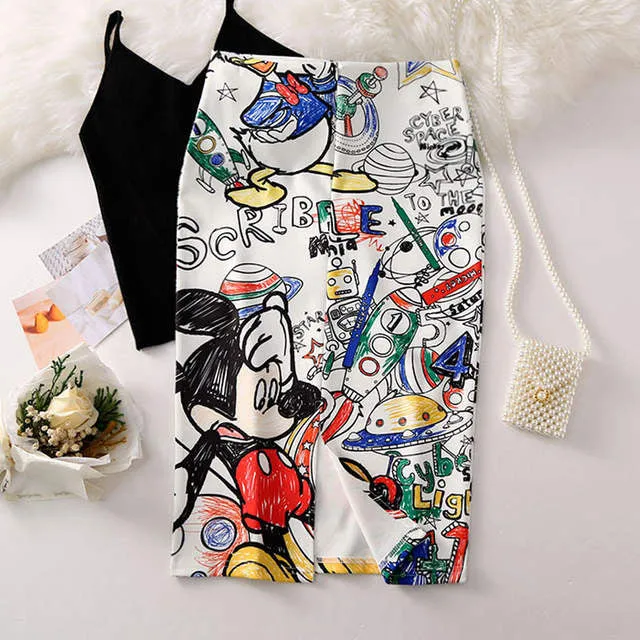 Classic vintage 90s comic cartoon fashion pencil skirt