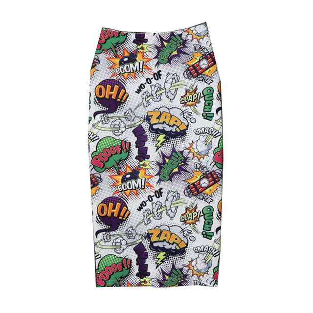 Classic vintage 90s comic cartoon fashion pencil skirt