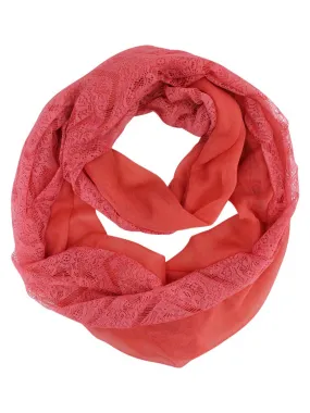 Coral Lace Double Layered Ring Infinity Scarf