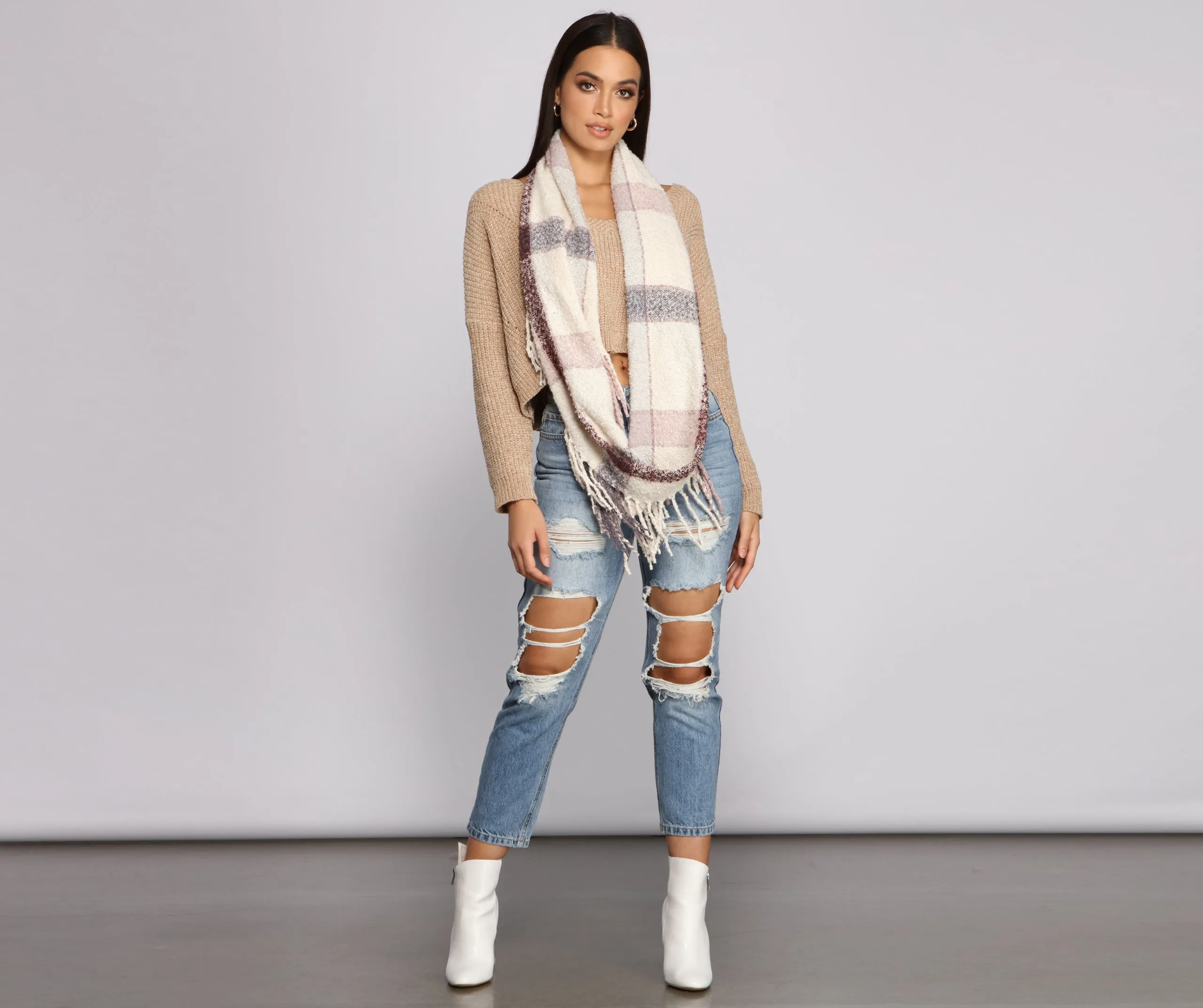 Cozy on Up Plaid Infinity Scarf