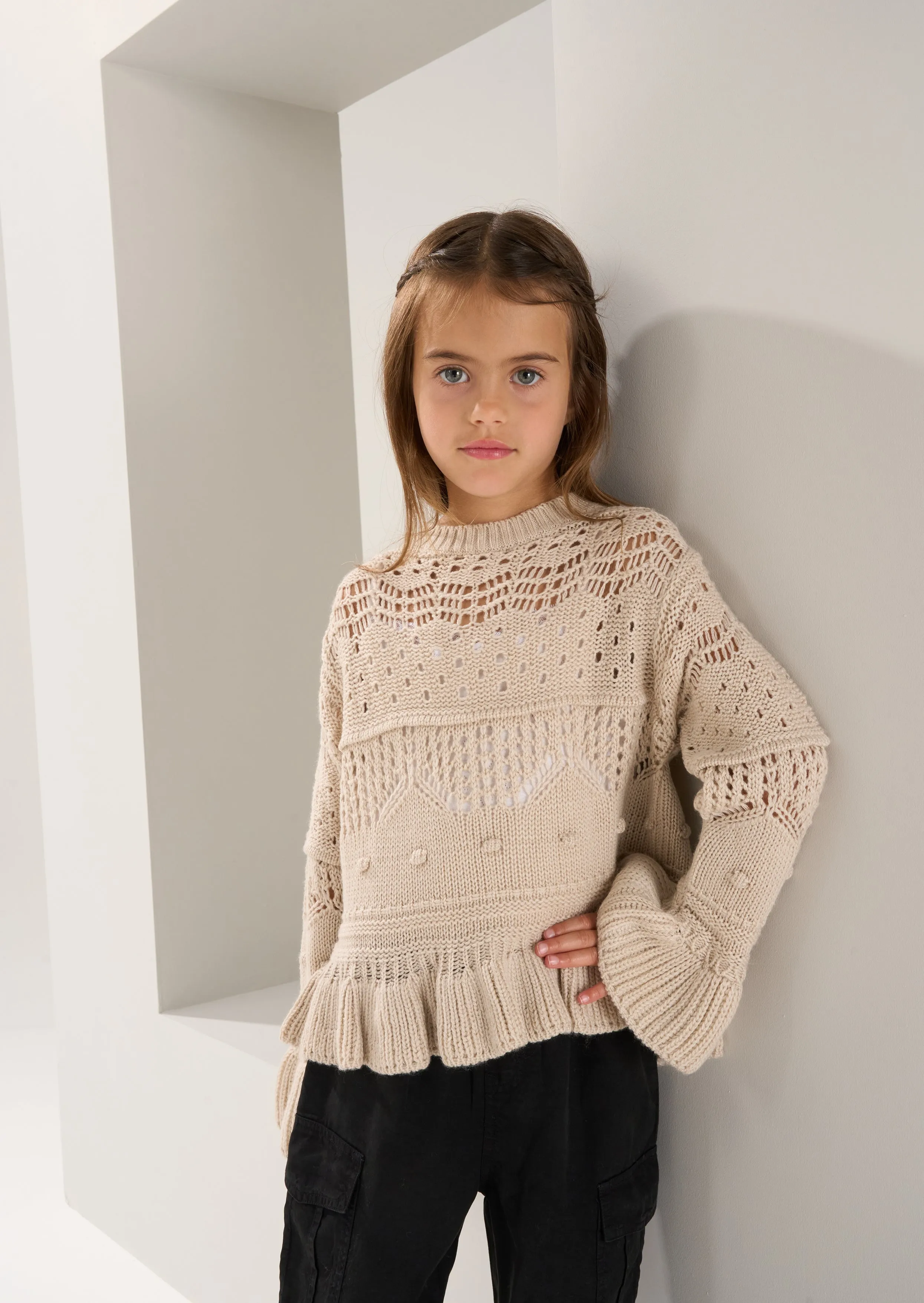 Cream Knit Frill Jumper