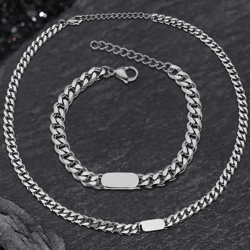 Cuban Classic Stainless Steel Chain Set