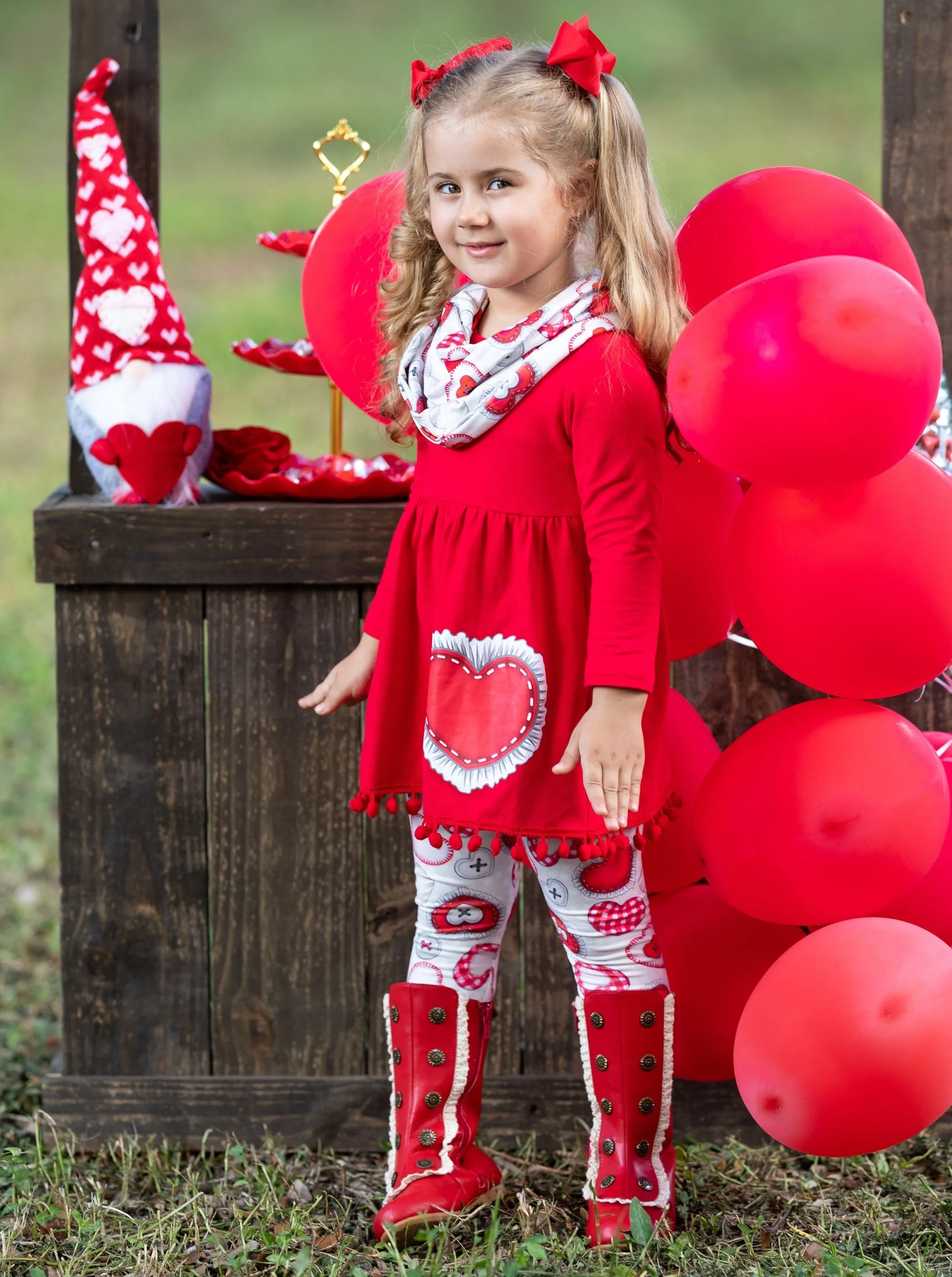 Cute As A Button Tunic, Scarf, and Legging Set