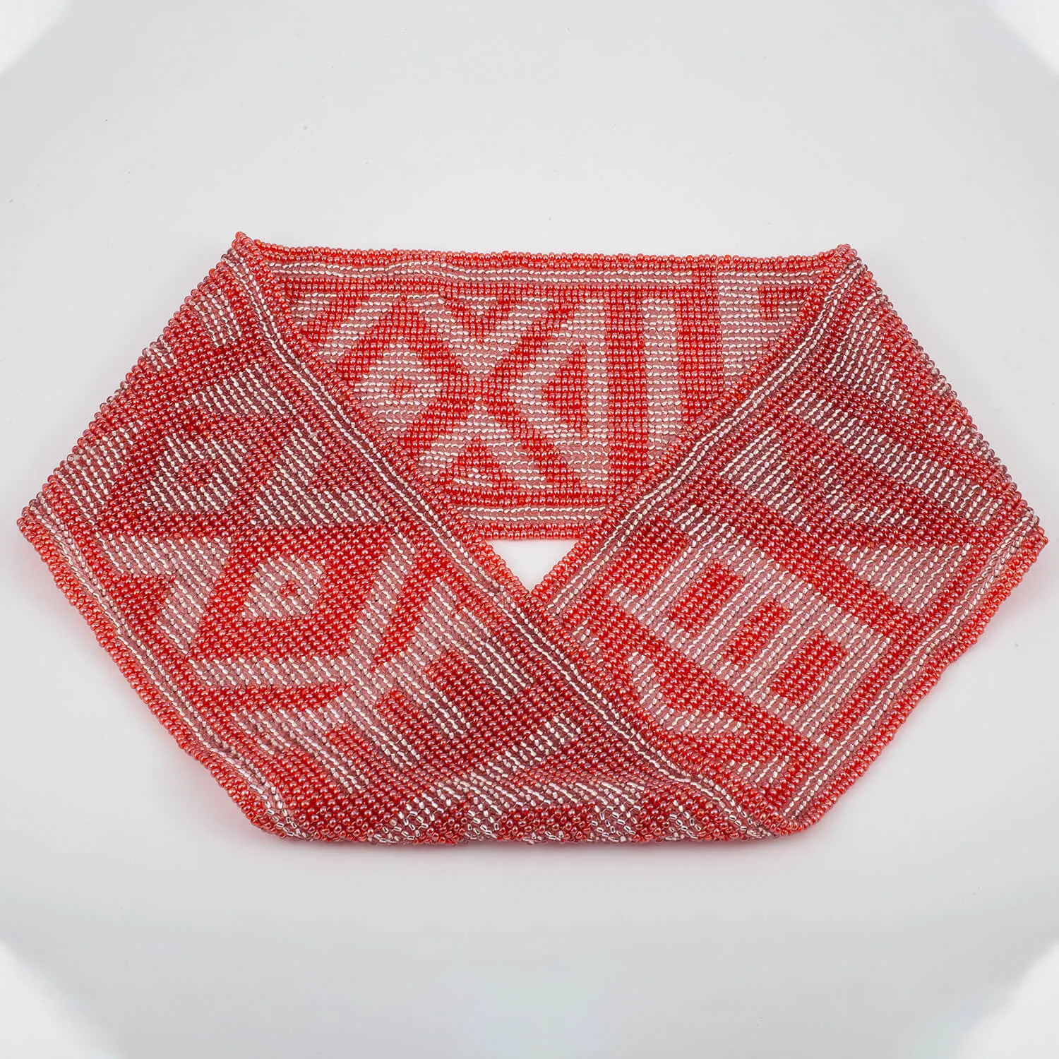 Czech Glass Bead Infinity Scarf-Coral and Silver