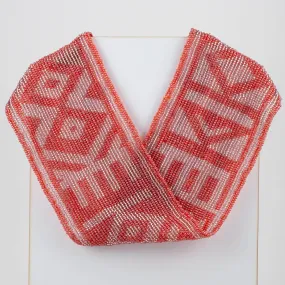 Czech Glass Bead Infinity Scarf-Coral and Silver