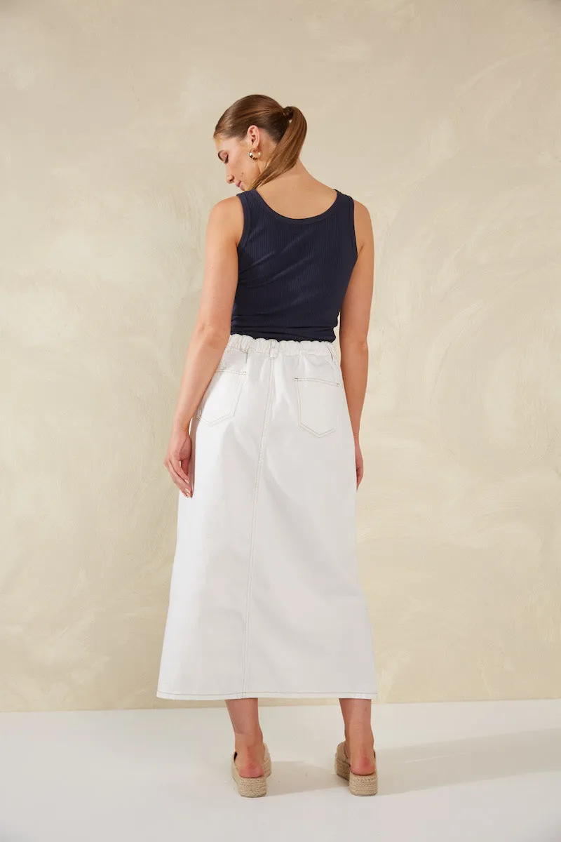 Dalton Denim Skirt, White