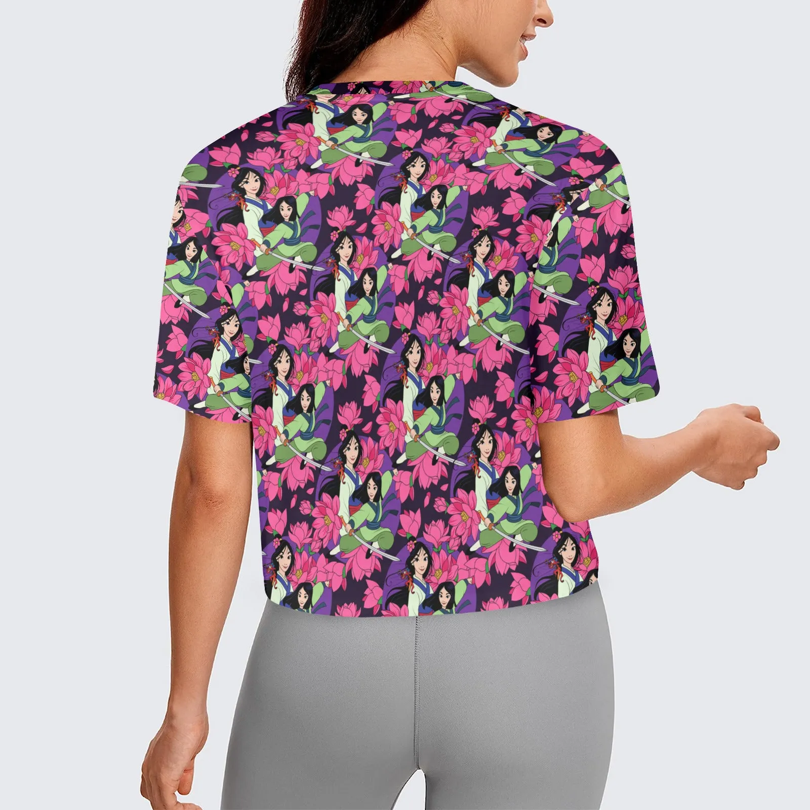 Disney Mulan Blooming Flowers Women's Cropped T-shirt