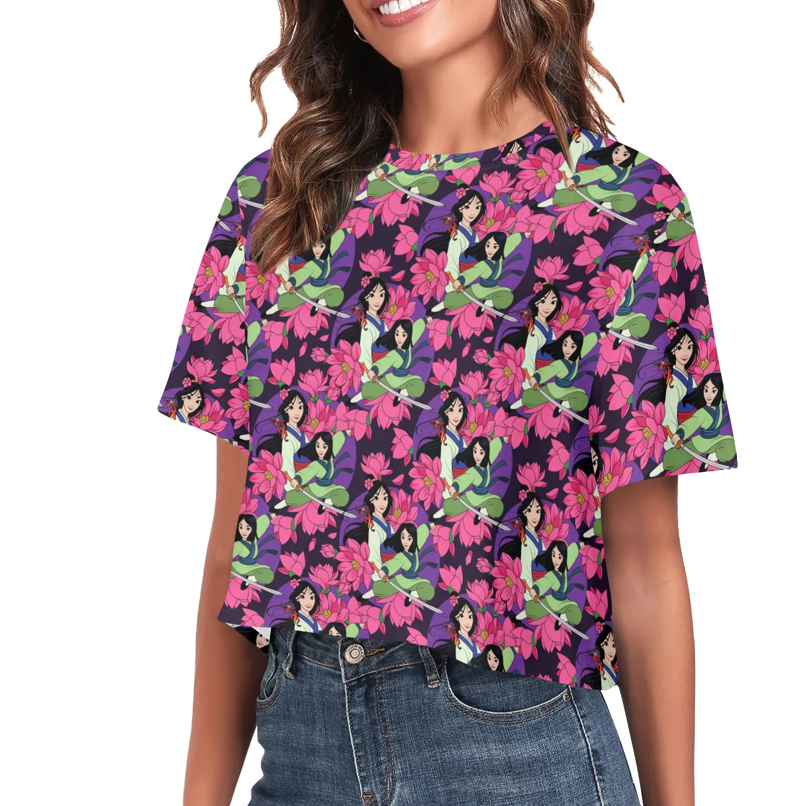 Disney Mulan Blooming Flowers Women's Cropped T-shirt