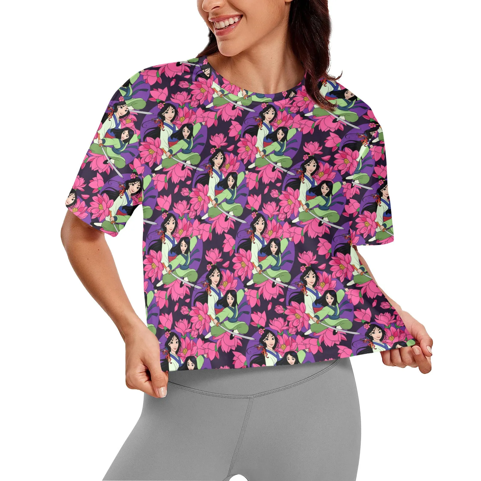 Disney Mulan Blooming Flowers Women's Cropped T-shirt