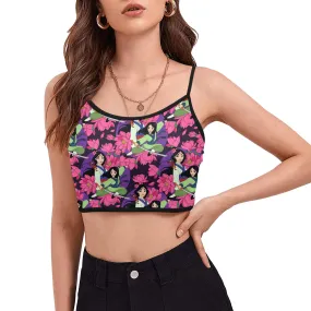 Disney Mulan Blooming Flowers Women's Spaghetti Strap Crop Top