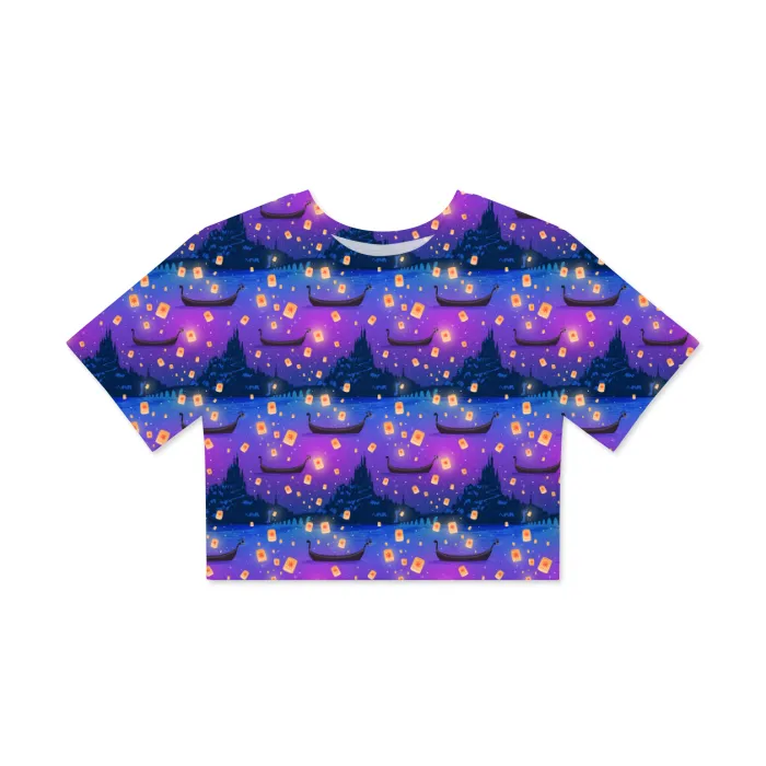 Disney Tangled Rapunzel Floating Lanterns Fitted Girls Crop Top